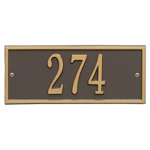 Hartford Address Plaque with a Bronze & Gold Finish Mini Wall Mount Size with One Line of Text
