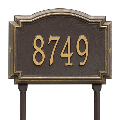 Williamsburg Address Plaque with a Bronze & Gold Finish, Standard Lawn Size with One Line of Text