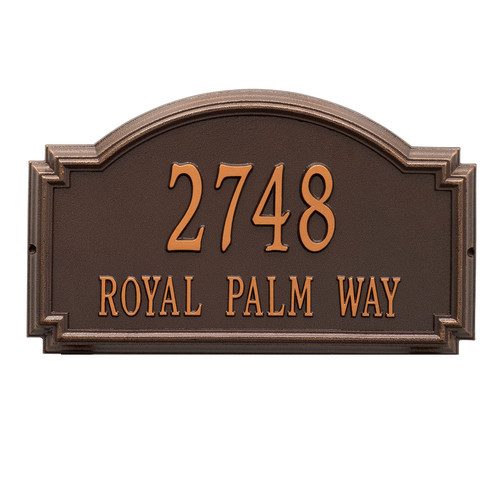 Williamsburg Address Plaque with a Antique Copper Finish, Estate Wall Mount with Two Lines of Text