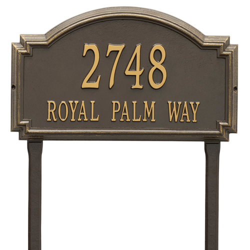 Williamsburg Address Plaque with a Bronze & Gold Finish, Estate Lawn Size with Two Lines of Text