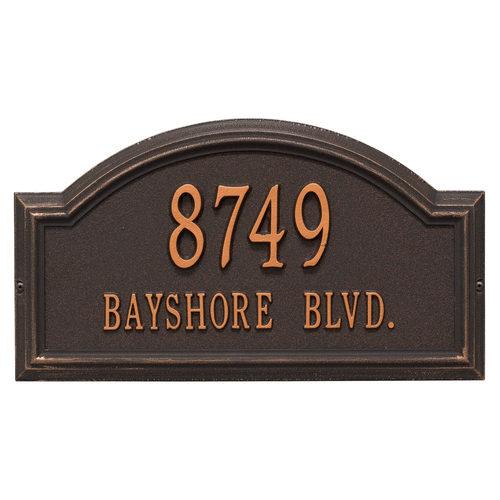 Providence Arch Address Plaque with a Antique Copper Finish, Standard Wall Mount with Two Lines of Text