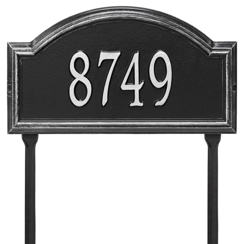 Providence Arch Address Plaque with a Black & Silver Finish, Standard Lawn Size with One Line of Text