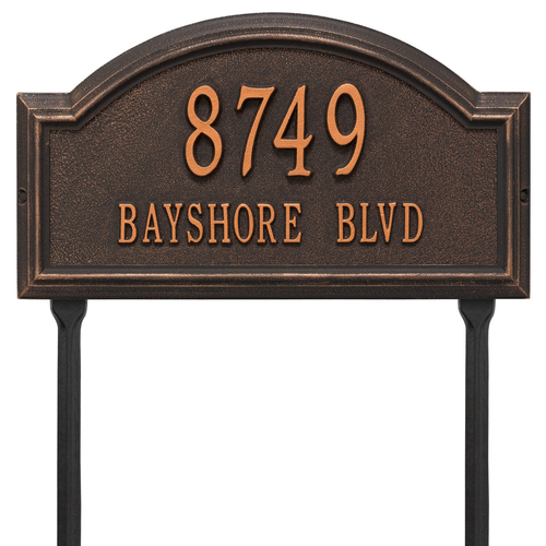 Providence Arch Address Plaque with a Oil Rubbed Bronze Finish, Standard Lawn Size with Two Lines of Text