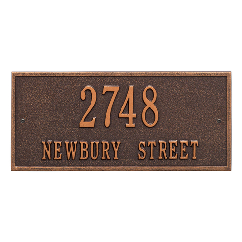 Hartford Address Plaque with a Antique Copper Finish, Finish, Standard Size for Wall with Two Lines of Text
