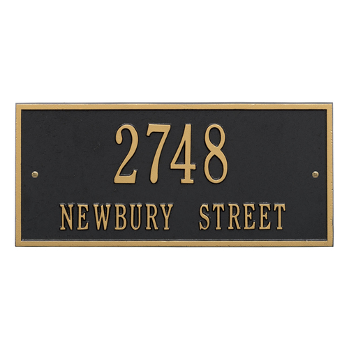 Hartford Address Plaque with a Black & Gold Finish, Finish, Standard Size for Wall with Two Lines of Text