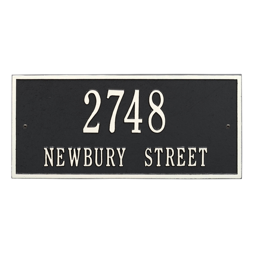 Hartford Address Plaque with a Black & White Finish, Finish, Standard Size for Wall with Two Lines of Text
