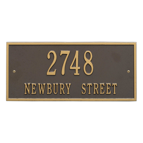 Hartford Address Plaque with a Bronze & Gold Finish, Finish, Standard Size for Wall with Two Lines of Text
