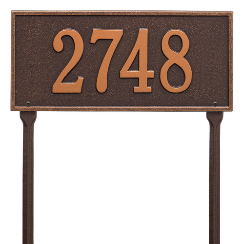 Hartford Address Plaque with a Antique Copper Finish, Standard Lawn Size with One Line of Text