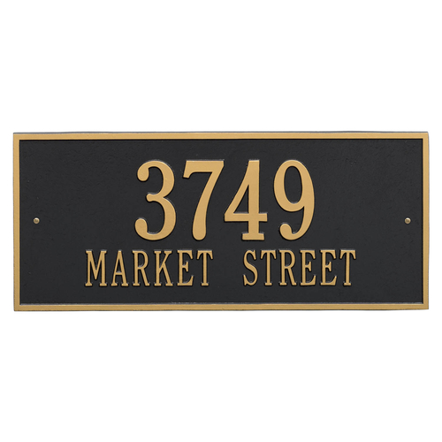 Hartford Address Plaque with a Black & Gold Finish, Estate Wall Mount with Two Lines of Text
