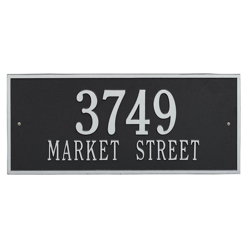 Hartford Address Plaque with a Black & Silver Finish, Estate Wall Mount with Two Lines of Text