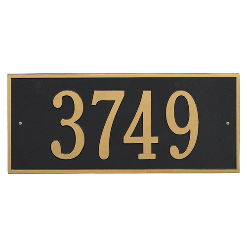 Hartford Address Plaque with a Black & Gold Finish, Estate Wall Mount with One Line of Text
