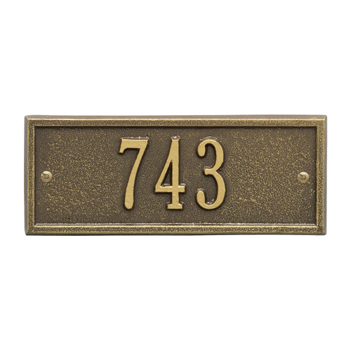 Hartford Address Plaque with a Antique Brass Petite Wall Mount with One Line of Text