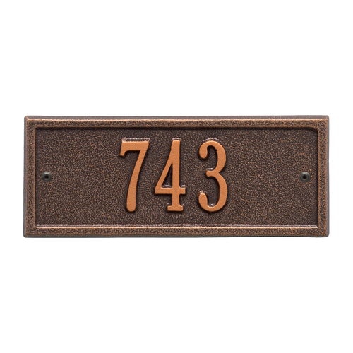 Hartford Address Plaque with a Antique Copper Petite Wall Mount with One Line of Text