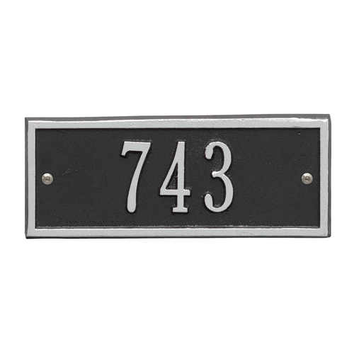 Hartford Address Plaque with a Black & Silver Petite Wall Mount with One Line of Text