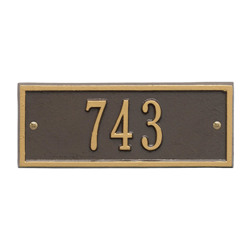 Hartford Address Plaque with a Bronze & Gold Petite Wall Mount with One Line of Text