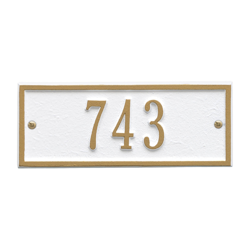 Hartford Address Plaque with a White & Gold Petite Wall Mount with One Line of Text