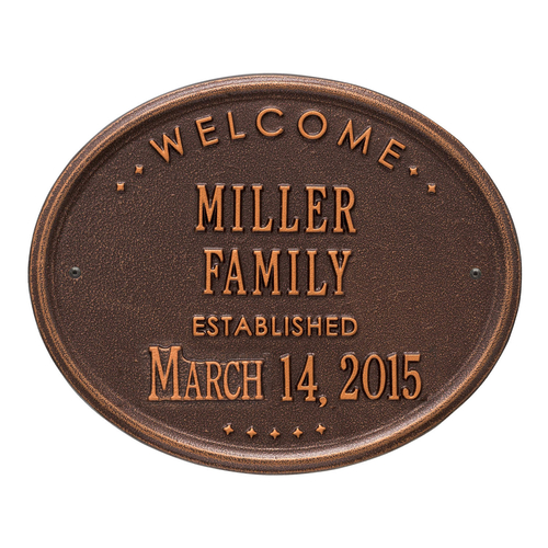 Welcome Oval FAMILY Established Personalized Plaque Antique Copper