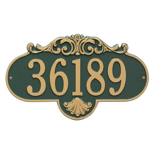 Rochelle Address Plaque with a Green & Gold Grande Wall Mount with One Line of Text