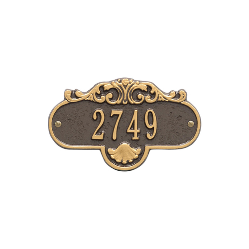 Rochelle Address Plaque with a Bronze & Gold Petite Wall Mount with One Line of Text