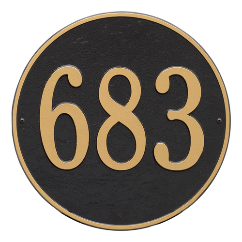 15 in. Round Black & Gold Wall Plaque with One Line of Text