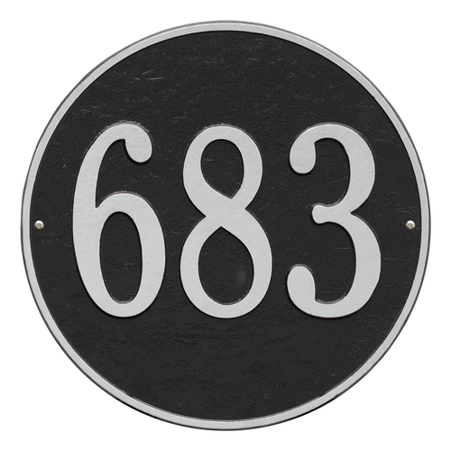 15 in. Round Black & Silver Wall Plaque with One Line of Text
