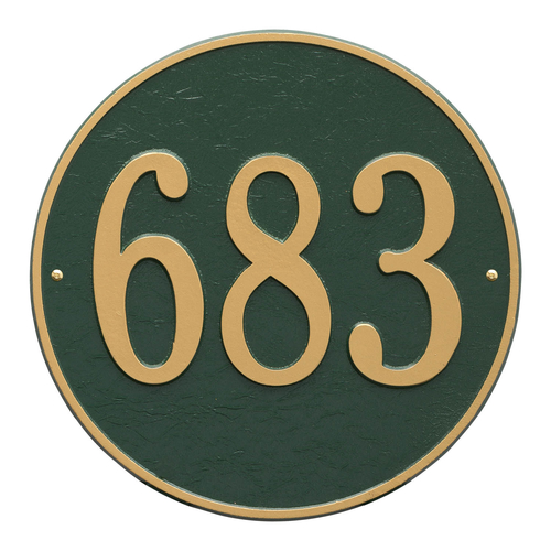 15 in. Round Green & Gold Wall Plaque with One Line of Text