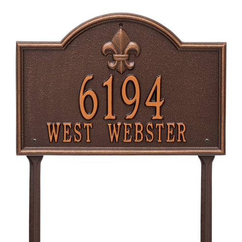 Bayou Vista Address Plaque with a Antique Copper Finish, Standard Lawn with Two Lines of Text
