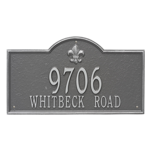 Bayou Vista Address Plaque with a Pewter Silver Finish, Estate Wall Mount with Two Lines of Text