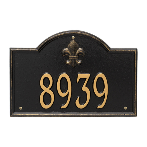 Bayou Vista Address Plaque with a Black & Gold Finish, Standard Wall Mount with One Line of Text
