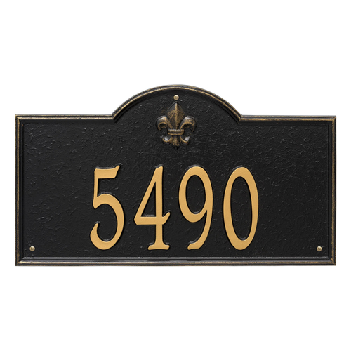Bayou Vista Address Plaque with a Black & Gold Finish, Estate Wall Mount with One Line of Text