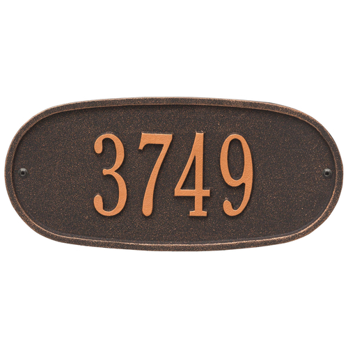 Oval Plaque with a Oil Rubbed Bronze Finish, Standard Wall Mount with One Line of Text