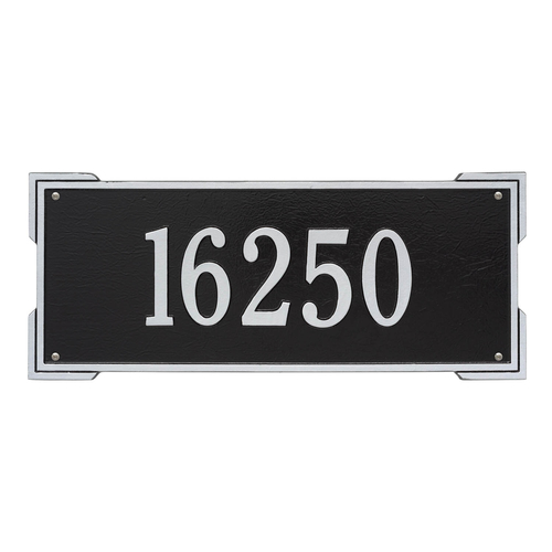 Rectangle Shape Address Plaque Named Roanoke with a Black & Silver Finish, Estate Wall with One Line of Text