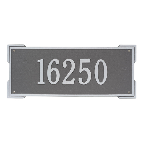 Rectangle Shape Address Plaque Named Roanoke with a Pewter & Silver Finish, Estate Wall with One Line of Text