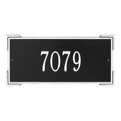 Rectangle Shape Address Plaque Named Roanoke with a Black & White Finish, Standard Wall with One Line of Text