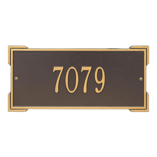 Rectangle Shape Address Plaque Named Roanoke with a Bronze & Gold Finish, Standard Wall with One Line of Text