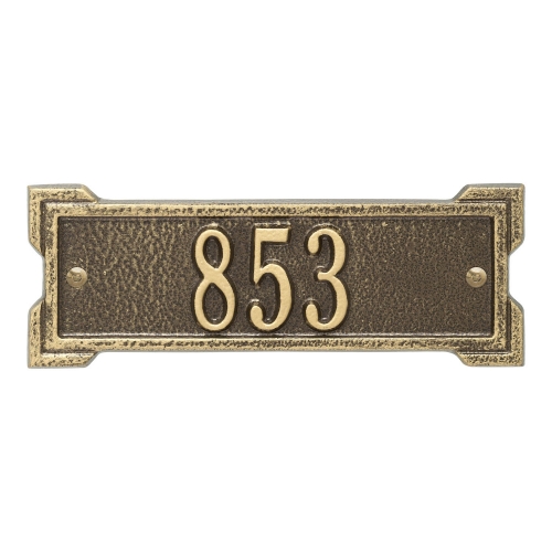 Rectangle Shape Address Plaque Named Roanoke with a Antique Brass Plaque Petite Wall with One Line of Text