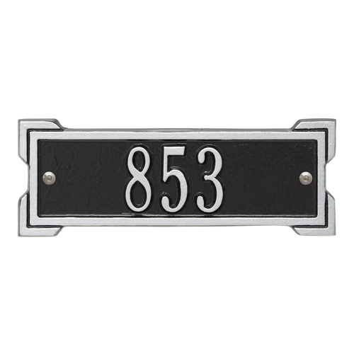 Rectangle Shape Address Plaque Named Roanoke with a Black & Silver Plaque Petite Wall with One Line of Text