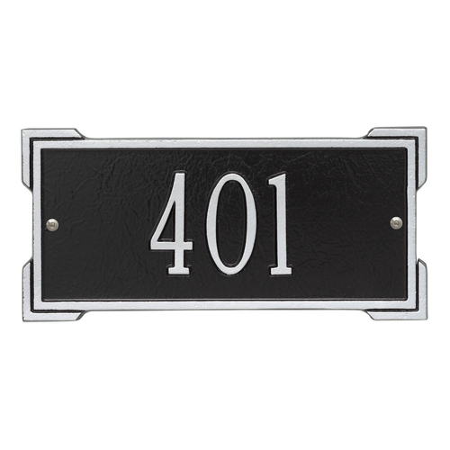 Rectangle Shape Address Plaque Named Roanoke with a Black & Silver Plaque Mini Wall with One Line of Text
