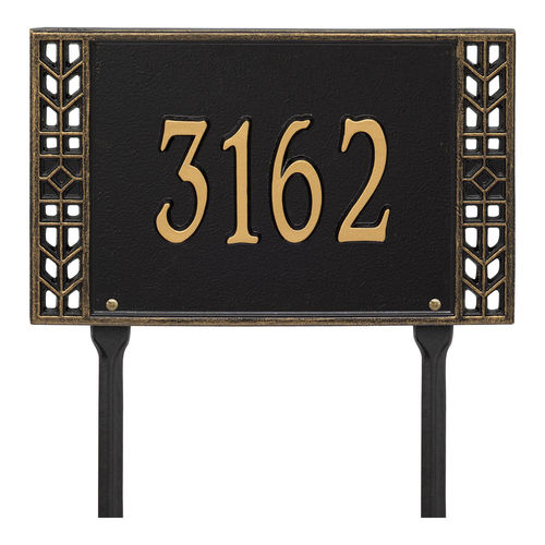 Personalized Boston Black & Gold Finish, Standard Lawn with One Line of Text