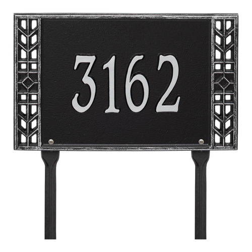 Personalized Boston Black & Silver Finish, Standard Lawn with One Line of Text