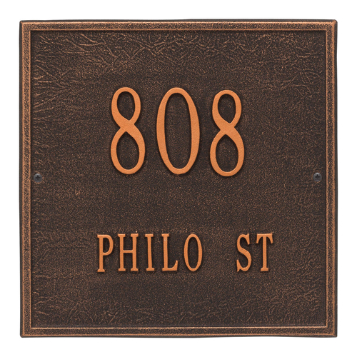 Personalized Square Oil Rubbed Bronze Finish, Standard Wall with Two Lines of Text