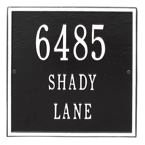 Personalized Square Black & White Finish, Standard Wall with Three Lines of Text