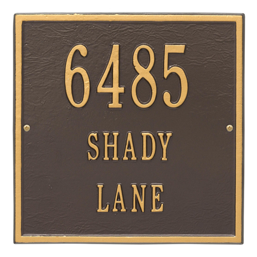 Personalized Square Bronze & Gold Finish, Standard Wall with Three Lines of Text