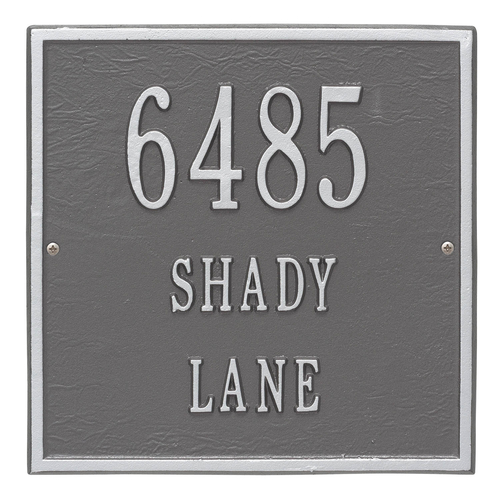 Personalized Square Pewter & Silver Finish, Standard Wall with Three Lines of Text