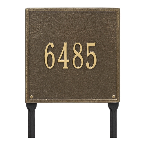 Personalized Square Antique Brass Finish, Standard Lawn with One Line of Text