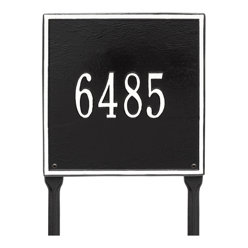 Personalized Square Black & White Finish, Standard Lawn with One Line of Text