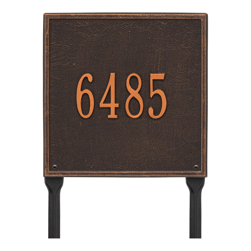 Personalized Square Oil Rubbed Bronze Finish, Standard Lawn with One Line of Text