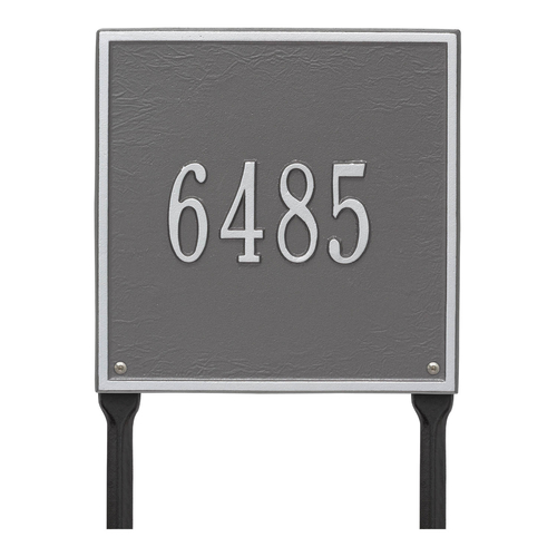 Personalized Square Pewter & Silver Finish, Standard Lawn with One Line of Text