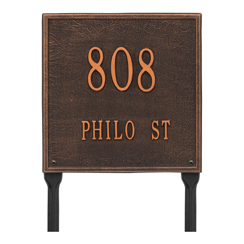 Personalized Square Oil Rubbed Bronze Finish, Standard Lawn with Two Lines of Text