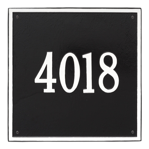 Personalized Square Black & White Finish, Estate Wall with One Line of Text